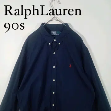 Ralph Lauren 90s 네이비 긴팔 버튼다운 셔츠 L SLIM