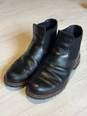 [ 27cm ] 블랙 가죽 사이드 고어 부츠 호킨스
