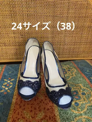 그레이스 콘티넨탈 글리터 오픈토 하이힐 38 size