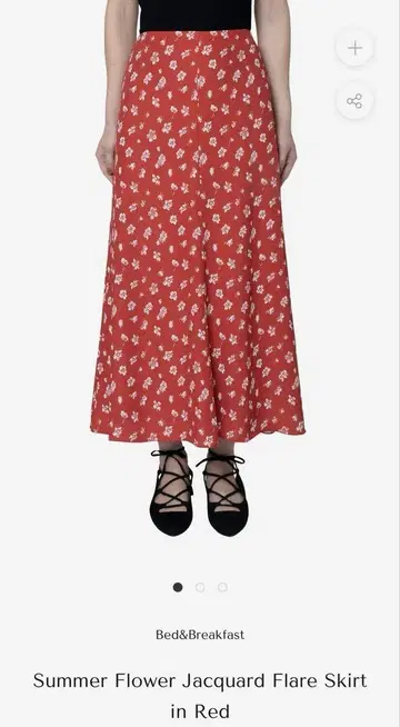 SummerFlower Jacquard Flare Skirt in Red