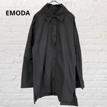 6849 EMODA 에모다 오버 셔츠 튜닉 블라우스 블랙 면 100%