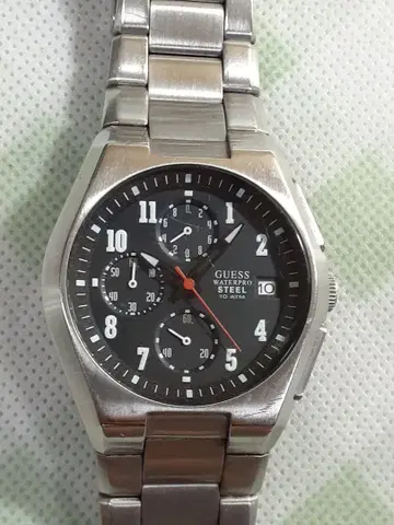 GUESS 스테인리스 스틸 손목시계 크로노그래프