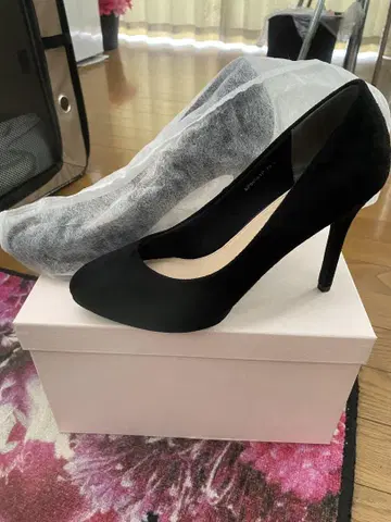 블랙 오픈토 하이힐 25.5cm