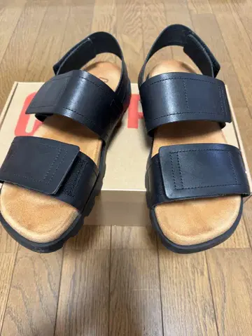 CAMPER 블랙 샌들 가죽 벨트