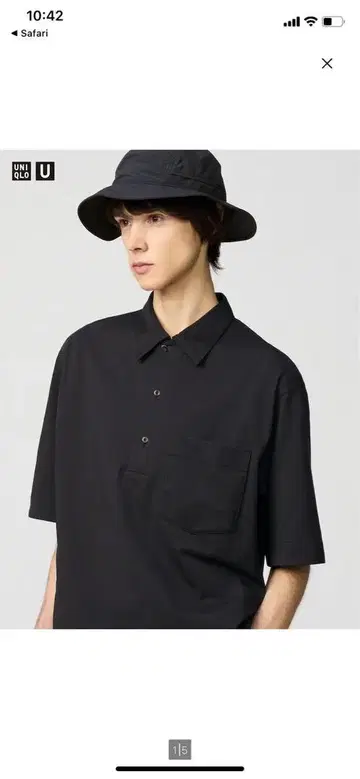 UNIQLO 에어리즘 코튼 피케 셔츠 XXL 블랙
