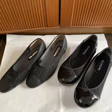 여성용 펌프스 24.5cm 블랙 메쉬 타입 에나멜풍 타입