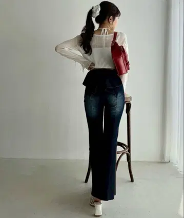 nice claup 백리본 데님 팬츠 네이비 M