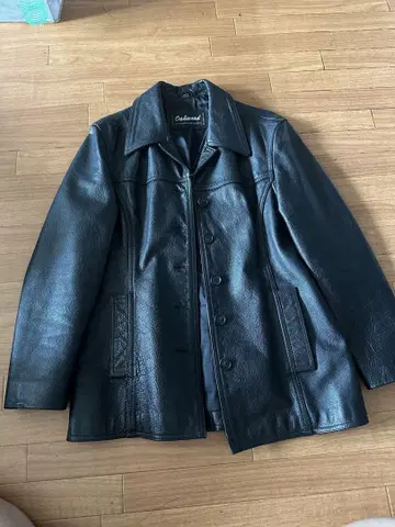Oakwood 블랙 가죽 코트 더블 브레스트