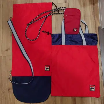 FILA 라켓 가방 3점 세트 빨간색/네이비