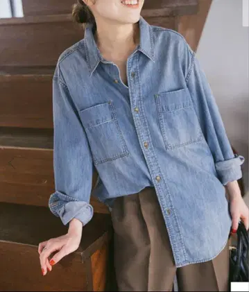 Spick and Span 스픽앤스팬 라이트 온스 데님 셔츠