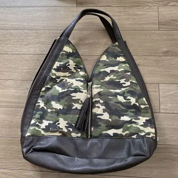 카모 패턴 합성 피혁 대용량 백