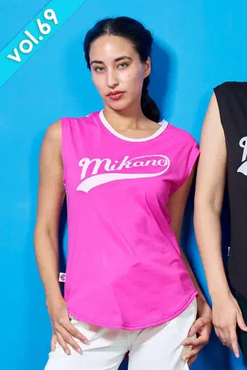 미카노 백 메쉬 절개 에어리 T셔츠 핑크