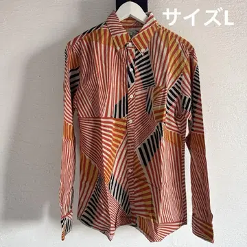 beams 긴팔 셔츠 L 스트라이프 기하학 디자인