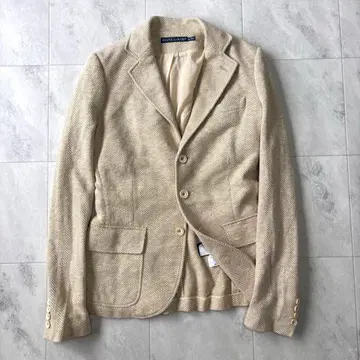 Ralph Lauren 실크 혼방 테일러드 재킷 헤링본 베이지