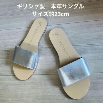 그리스 천연 소가죽 샌들 플랫 샌들