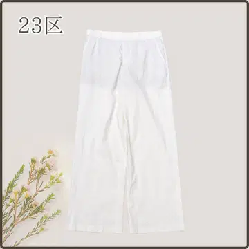 23구 린넨 혼방 워셔블 스트레치 와이드 팬츠 화이트 L 넉넉한 스타일