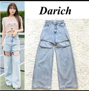 Darich 다리치 컷 아웃 데님 팬츠 와이드 S 라이트 블루