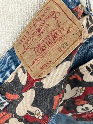리바이스 501xx 디즈니 리메이크 데님 USA 미키미니 레어 구제 의류