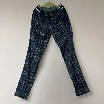 휠라 골프 여성용 팬츠 네이비 그린 체크