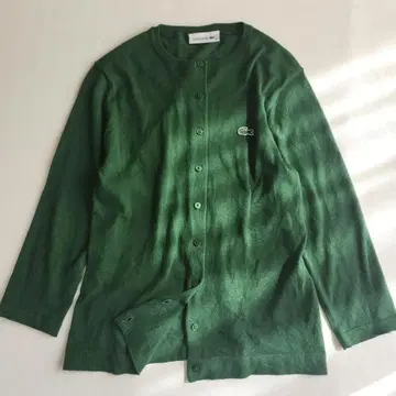정품 LACOSTE 라코스테 크루넥 가디건 그린 34 얇은 소재