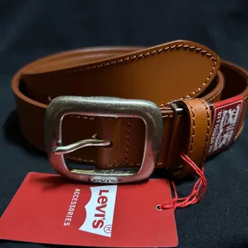새상품 LEVI'S 스퀘어 버클 35mm 스티치 가죽 카멜