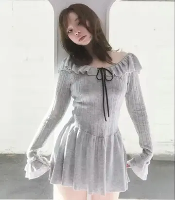 andmary 앤드마리 Hana knit mini dress gray