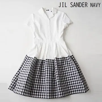 JIL SANDER NAVY 질 샌더 반팔 플레어 원피스 40