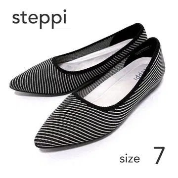 미사용 steppi 스테피 니트 포인티드 펌프스 스트라이프 블랙