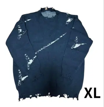 데미지 가공 니트 스웨터 블랙 XL