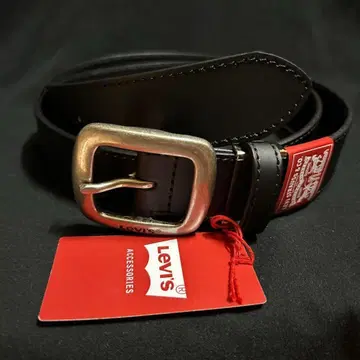 새상품 LEVI'S 스퀘어 버클 35mm 사이드 스티치 가죽 벨트 블랙