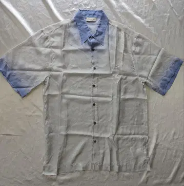 24SS DRIES VAN NOTEN 반팔 셔츠 화이트/블루 실크