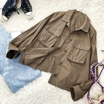 글로벌 워크 빅 포켓 코튼 자켓 숏 기장 아우터
