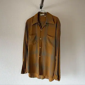 60s vintage 레이온 셔츠 USA 제작 옴브레 체크