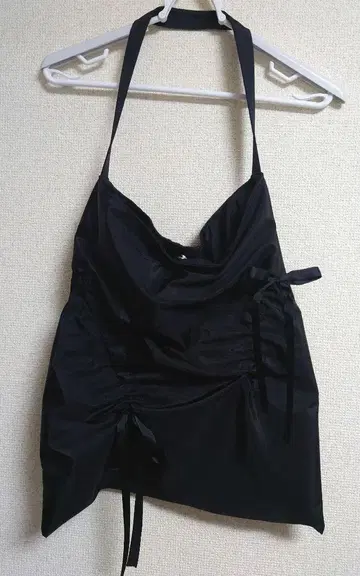 FEKETE 셔링 리본 토트백 블랙