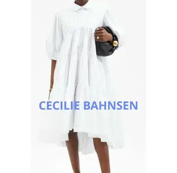 Cecilie Bahnsen 화이트 반팔 원피스 jade dress