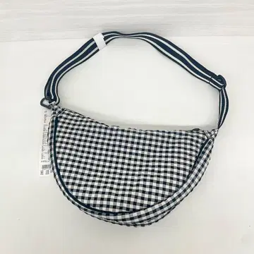 라운드 미니 숄더백 깅엄 체크 블랙 UNIQLO 유니클로