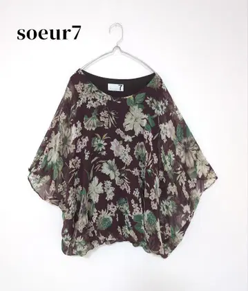 야마다야 스7 soeur7 꽃무늬 블라우스 브라운