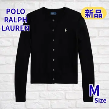 POLO RALPH LAUREN 블랙 코튼 크루넥 가디건 M 새상품