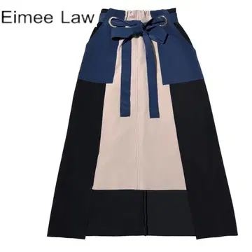 eimee law 배색 벨티드 본딩 스커트 블랙 네이비 베이지
