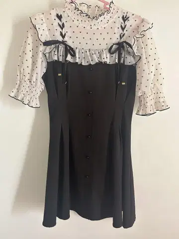 ROJITA 로지타 하트 도트 레이스업 반팔 원피스