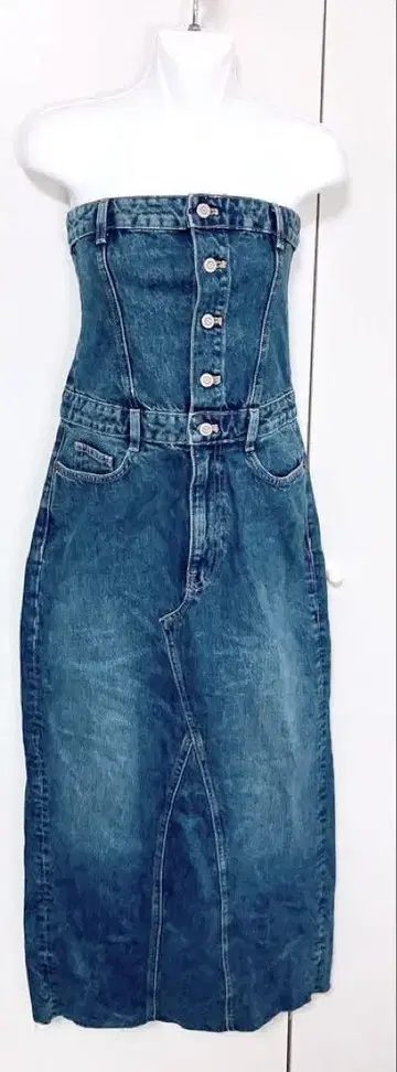 ZARA 스트랩리스 데님 원피스 S 사이즈 택 포함