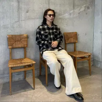 McGREGOR 쿠온 x hxcyyd 데미지 옴브레 체크 셔츠 M