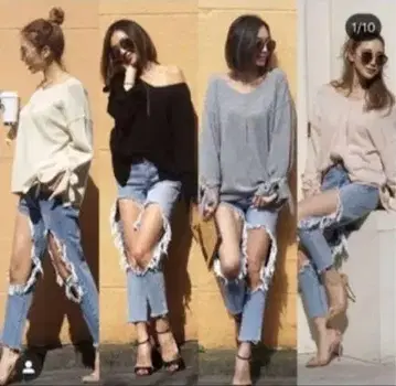 미러나인 하이 데미지 데님 팬츠 S 사이즈
