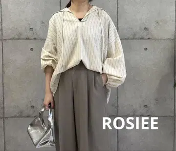 ROSIEE 마 혼방 스트라이프 블라우스 베이지