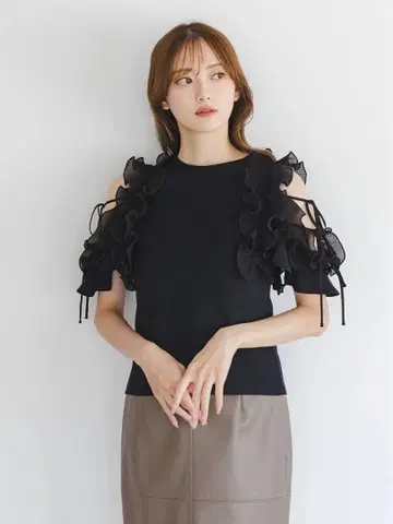 플리츠 프릴 컷 풀오버