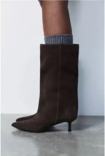 ZARA 와이드 레그스 스플릿 스웨이드 숏부츠