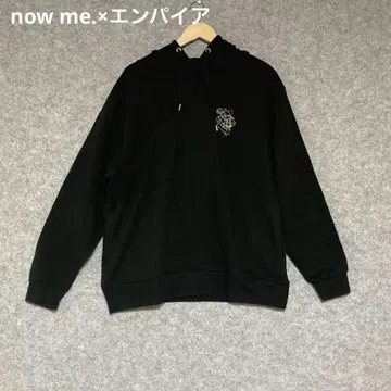 now me. x 엠파이어 블랙 자수 후드 부착 후드티