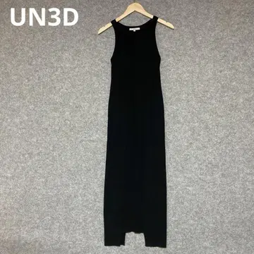 UN3D 블랙 슬리브리스 롱 원피스