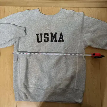 XL 단색 택 복각 챔피온 USMA 리버스 위브 스웨트 셔츠 앞 V