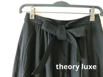 theory luxe 띠어리 럭스 플레어 스커트 린넨 블랙